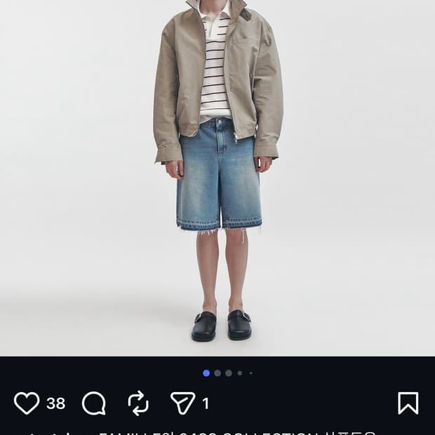<새상품> prtprt 구매 데님 하프 팬츠