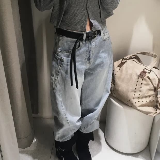 사이드 포켓 웨이브 데님 팬츠