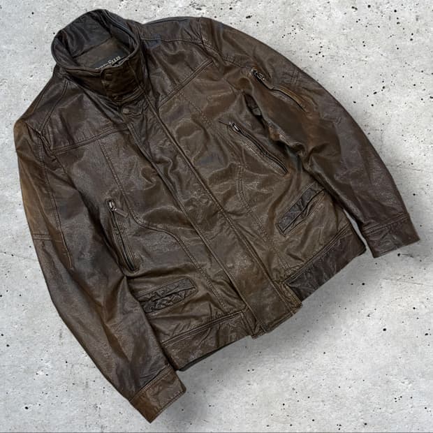 [95] 페리엘리스 양가죽 브라운 레더 자켓 D262