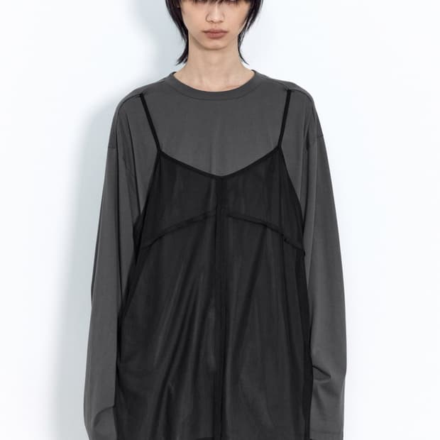 메쉬 레이어드 롱슬리브 CHARCOAL