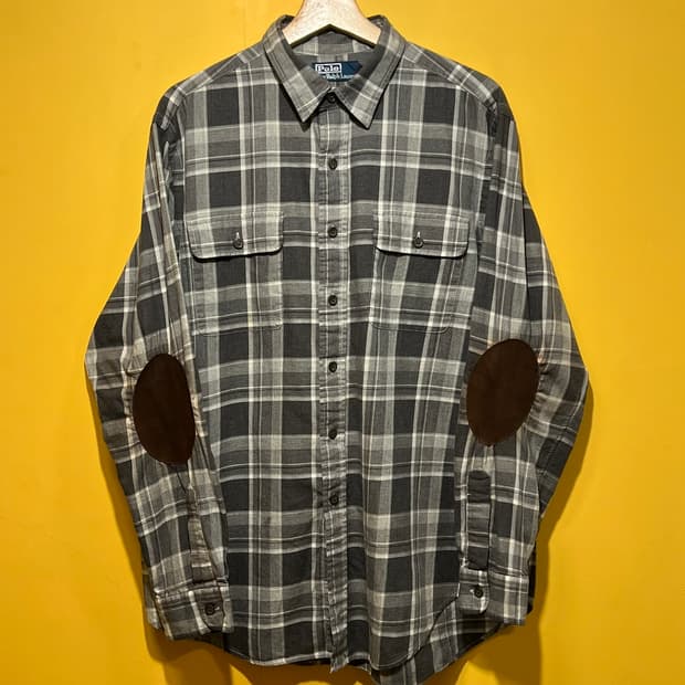 [L] 폴로 랄프로렌 플란넬 엘보 패치 클래식 체크 셔츠