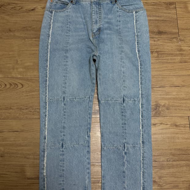 [L]앤더슨벨 절개 컷팅 연청 데님 팬츠