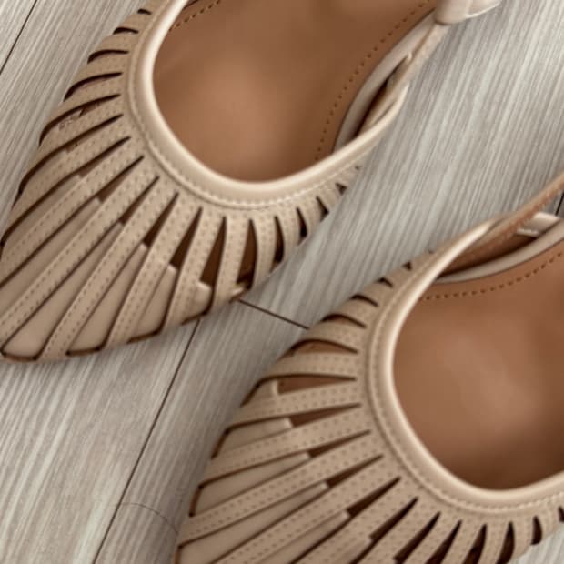 플랫 망사 구두 