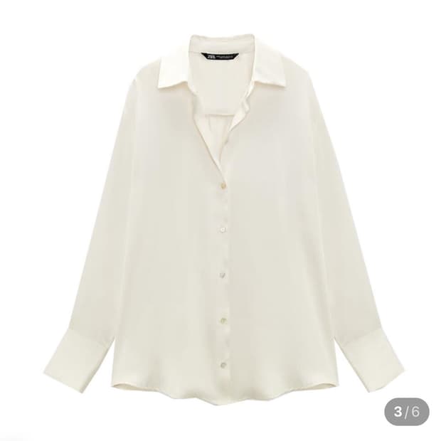 ZARA 자라 여자 실크 새틴 드레이프 셔츠 L