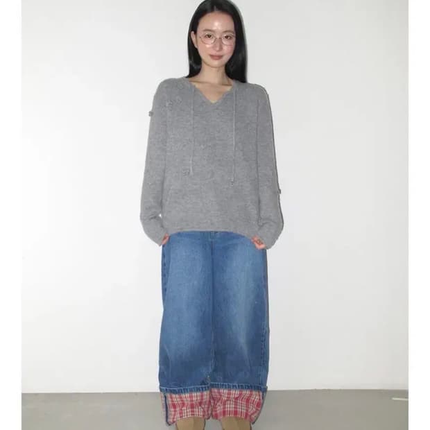 택달린 새상품) 론론 체크패치 데님