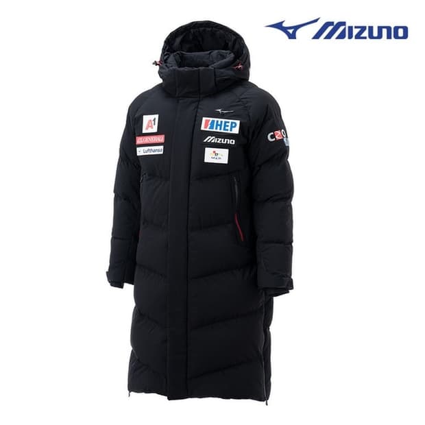 미즈노 MIZUNO 크로 스키 구스다운 롱패딩 블랙
