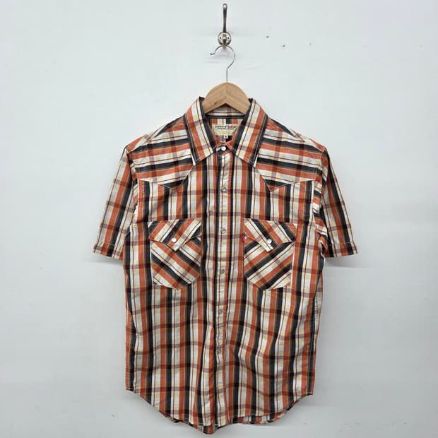 리바이스 체크 반팔 셔츠 남m