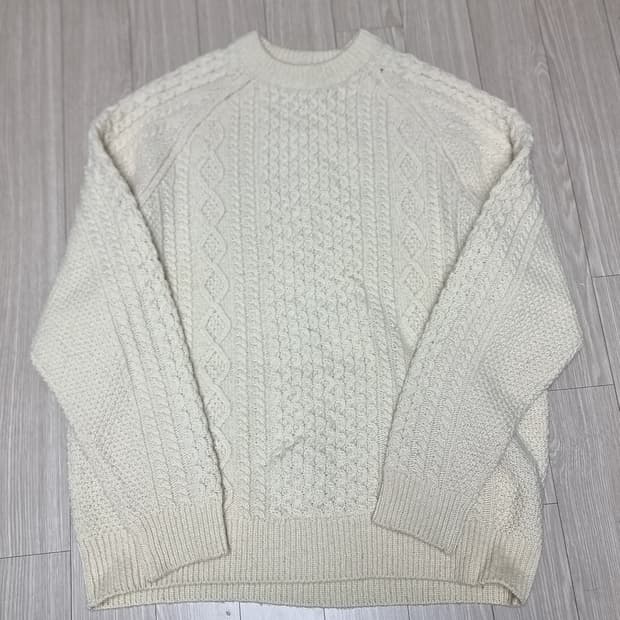 아이보리색 케이블 니트 스티브맥퀸 피셔맨 스웨터(105)
