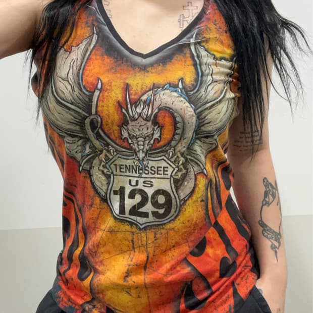 Harley Davidson 할리데이비슨 드래곤 올오버 프린팅 슬리브나시
