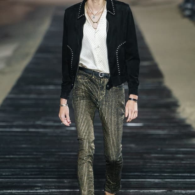 생로랑 20ss 스웨이드 플라워 스터드 자켓 46사이즈