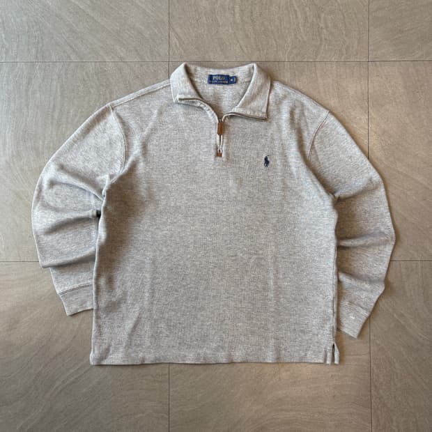 폴로 정품 최신라벨 그레이 반집업 니트