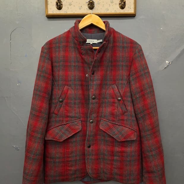일본빈티지 Nonnative 논네이티브 타탄 체크 스탠드카라 울 자켓 