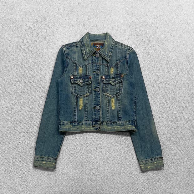 트루릴리전 아카이브 디스 크롭 데님 자켓