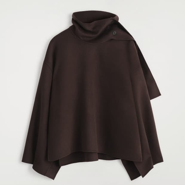 코스 cos 더블페이스 울 케이프 코트 브라운 xs/s 새상품