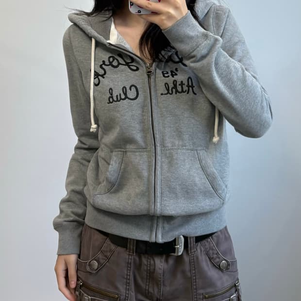 후아유 그레이 후드집업