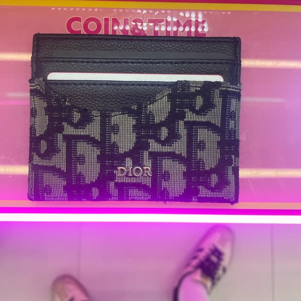 Dior Saddle Card Holder Black Grained Ca
