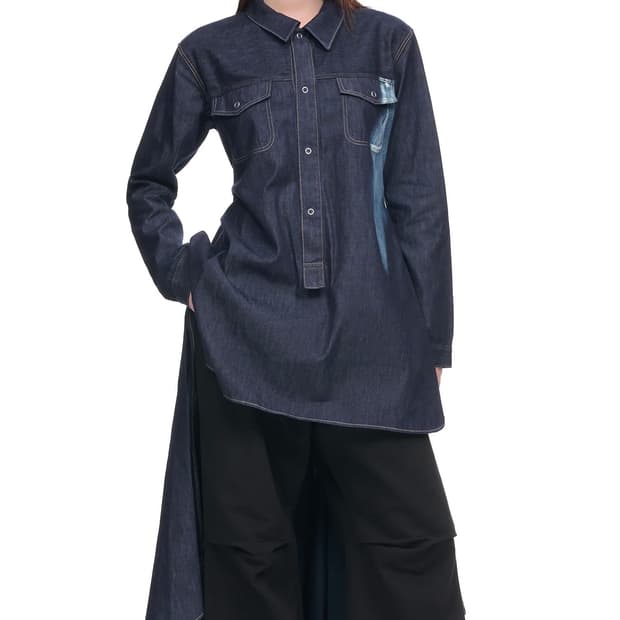 요지 야마모토 컬렉션 데님 원피스 드레스