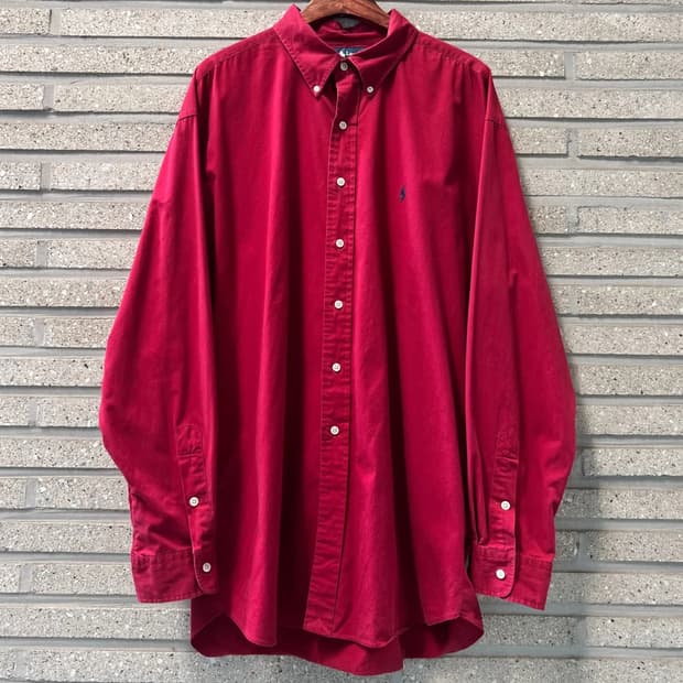 [2XL]폴로 랄프로렌 BLAKE 레드 코튼 셔츠