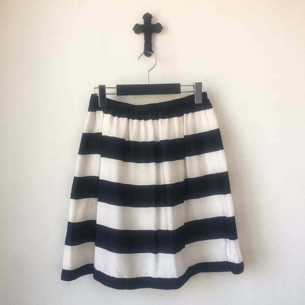 Stripe pattern midi skirt