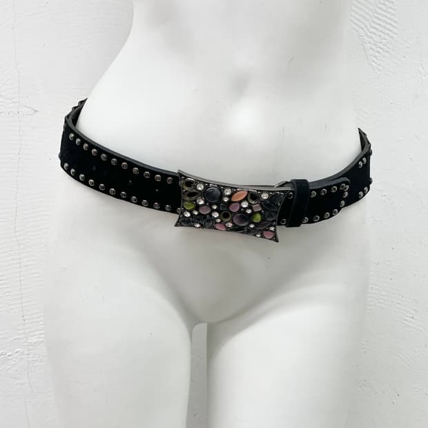 오리엔탈 스터드 큐빅 버클 벨트