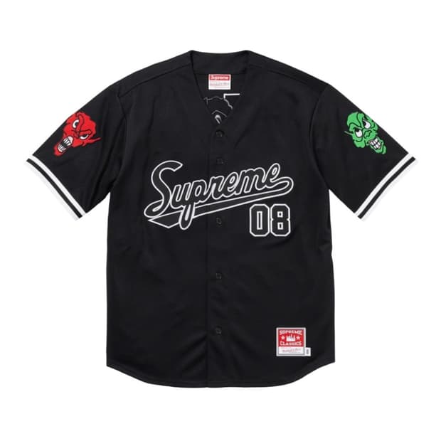 슈프림 미첼 네스 다운타운 헬 베이스볼 저지 블랙 