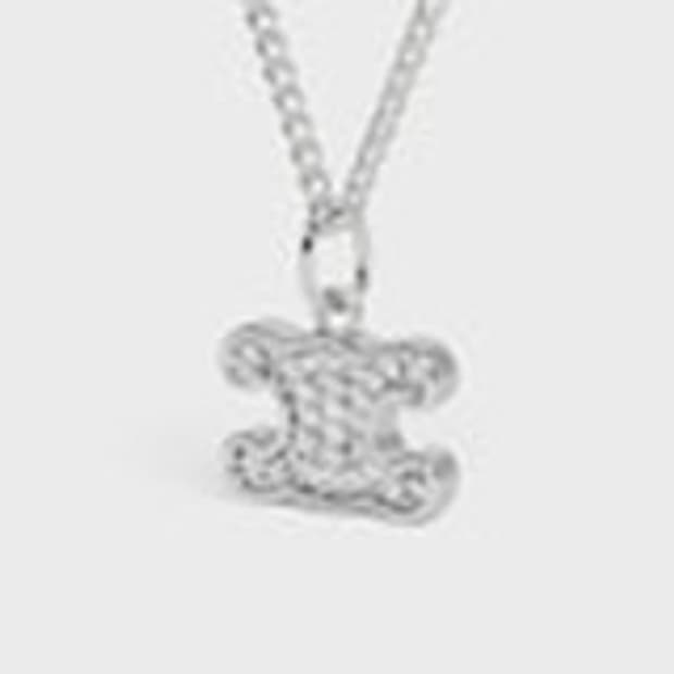 셀린느 트리옹프 라인스톤 목걸이 실버