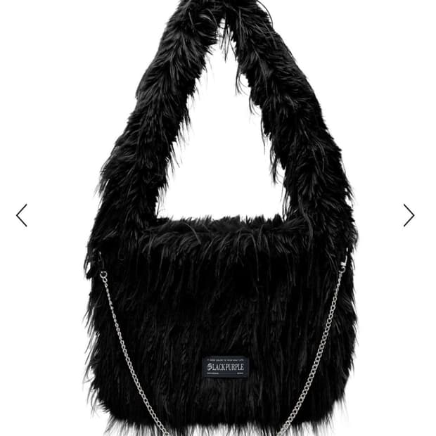 블랙퍼플 퍼 가방