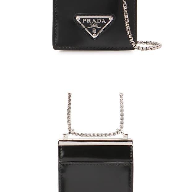 Prada 브러시드 미니체인 카드지갑