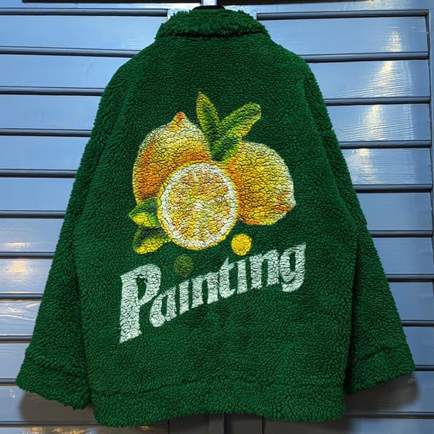 더블렛 핸드페인팅 Faux 시어링 자켓