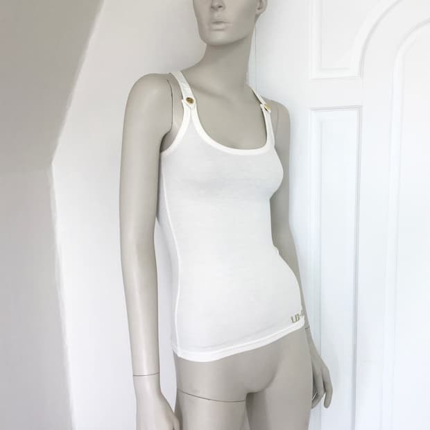 LB-03 Button Detail White Tank Top