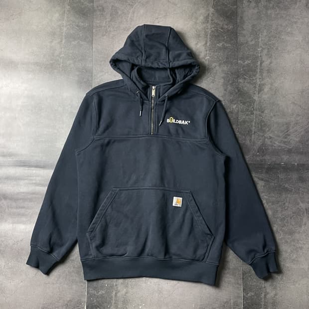 CARHARTT 칼하트 네이비 하프집업 기모 후드티 A00949