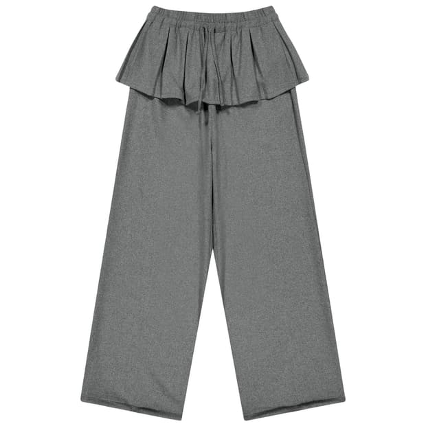 PLEATS OVER WOOL PANTS GREY