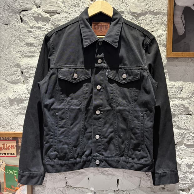 EDWIN 빈티지 블랙 트러커자켓 