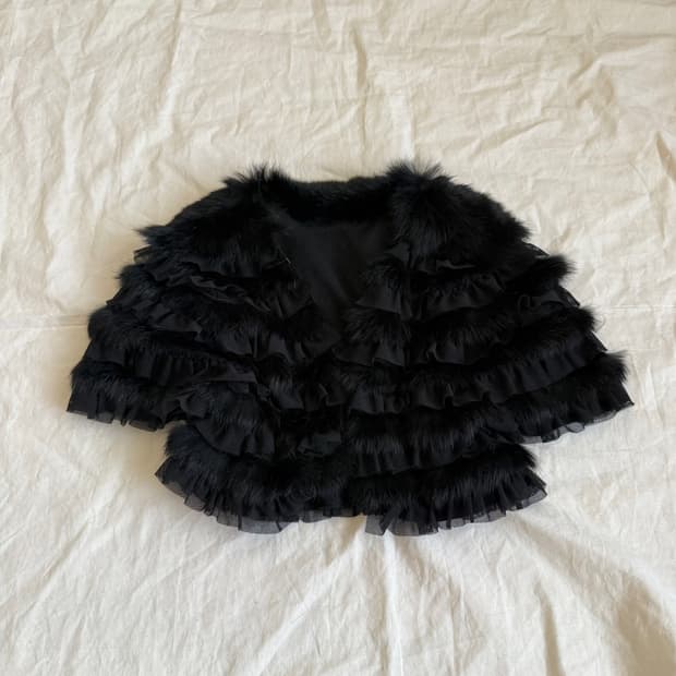 래빗퍼 크롭 볼레로 