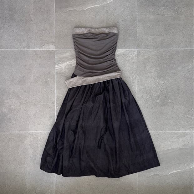 Charcoal gray cotton layered maxi ops