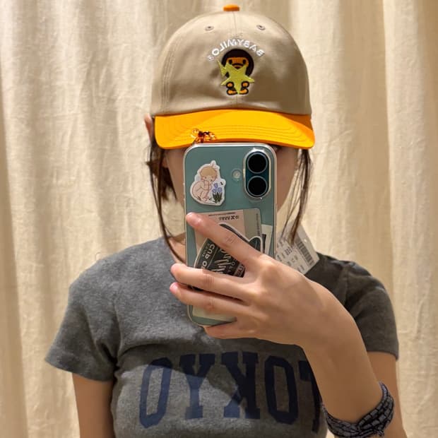 베이프 모자 조절가능 일본 하라주쿠 매장 구매 뒤에 초록끈이 귀여움