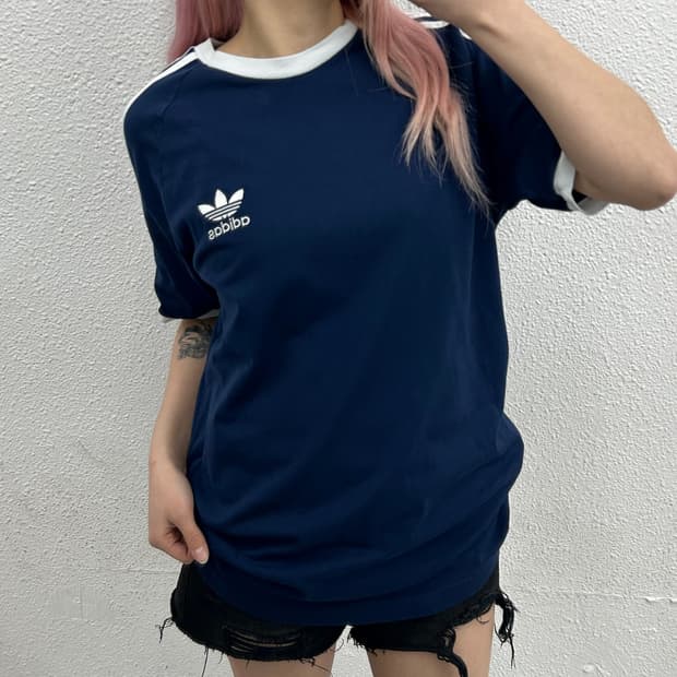 아디다스 화이트라인 네이비 링거 반팔 M