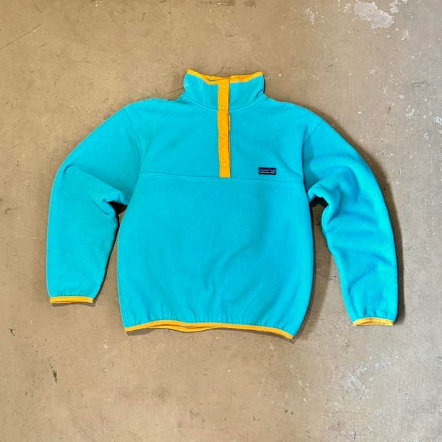 80~90s USA 파타고니아 신칠라 스냅-T 아쿠아 틸/옐로우