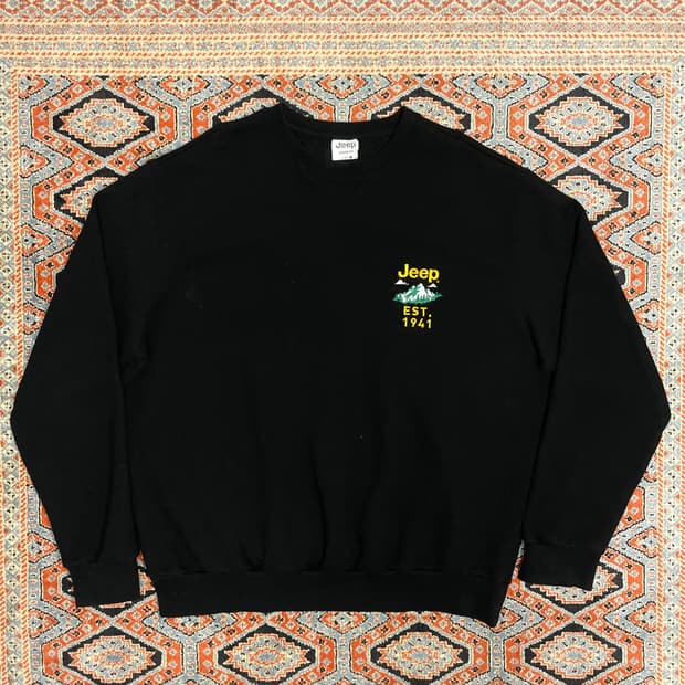 지프 자수 프린팅 블랙 루즈핏 맨투맨 남성2XL