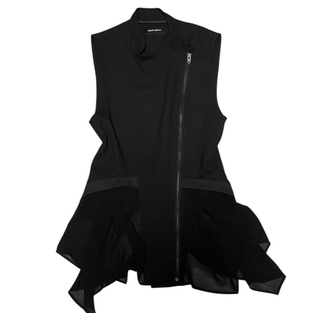 비대칭사선지퍼 드레이프 레이어드베스트 아카이브무채색헬무트랭릭오웬스st