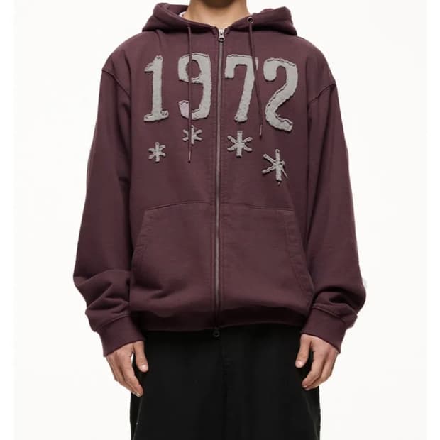 더콜디스트모먼트 1972 후드 집업 다크 와인
