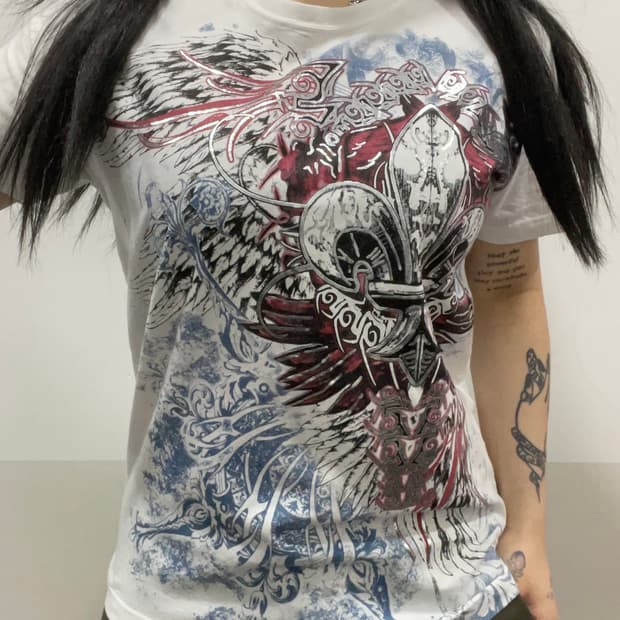 Konflic 콘플릭 Y2K 펑크 빅 프린팅 반팔티셔츠