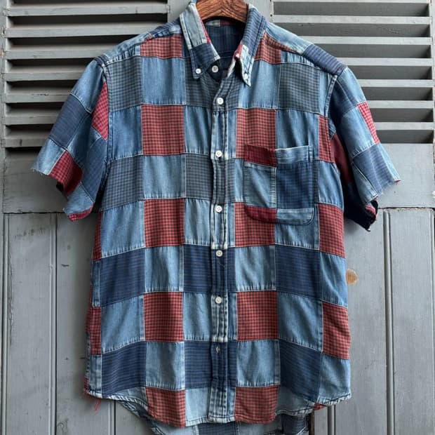 [M]90's USA 빈티지 패치워크 셔츠
