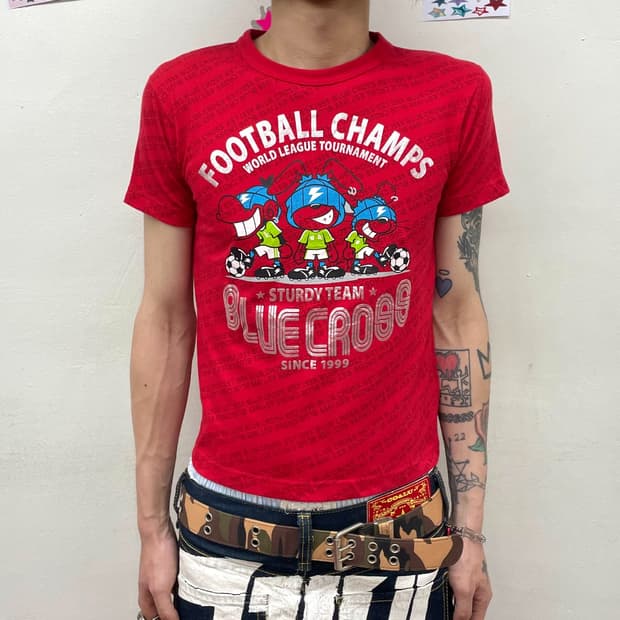 Football Three Rabbits Red T-shirt