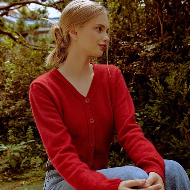 리엘 라쿤 브이넥 가디건