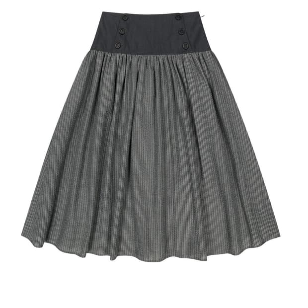 코이세이오 DOUBLE BUTTON STRIPE SKIRT BLACK 