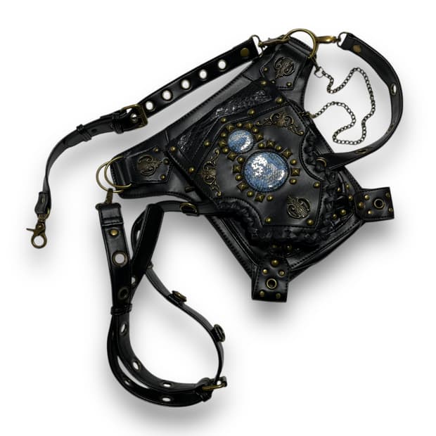 무장전선 모드 스네이크 스팀 펑크 리벳 체인 스터드 와싯 백