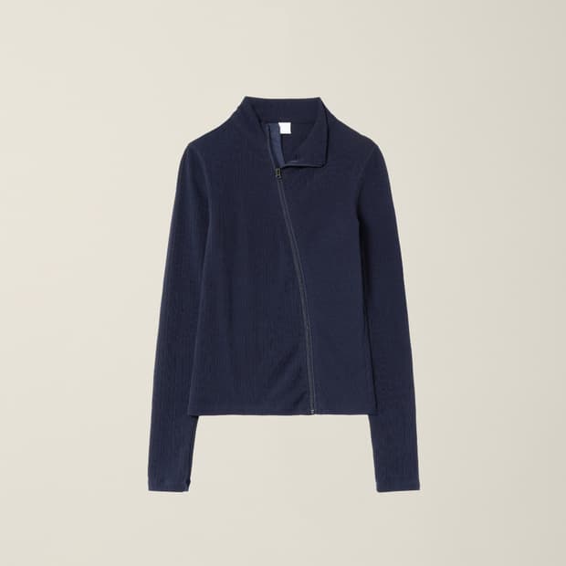 ee 누마레 CURVED RIBBED ZIP-UP NAVY