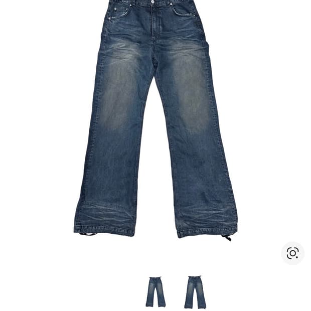 (1) 논노드 젠 더티 오일 워시드 데님 팬츠 블루