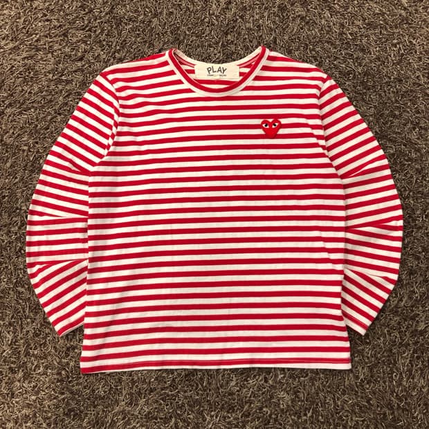 꼼데가르송 플레이 스트라이프 롱슬리브 긴팔티